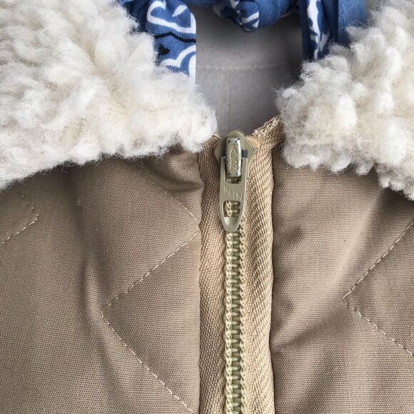 SHERPA LINED 70’s Vintage Khaki Tan Quilted Vest M - Picture 3 of 10